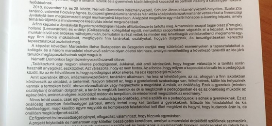 Finnish experiences in local newspaper