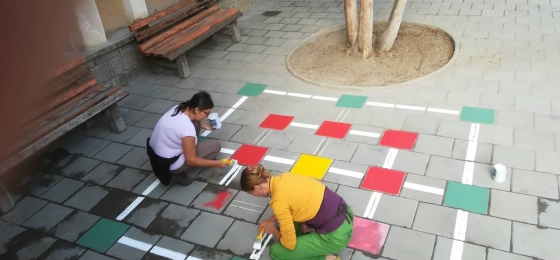 Colourful schoolyard